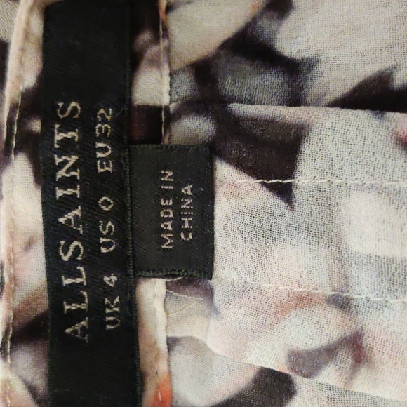 ALL SAINTS Victoria Magnolita Women's Floral Pink & Black Dress Size 0 - Picture 7 of 15